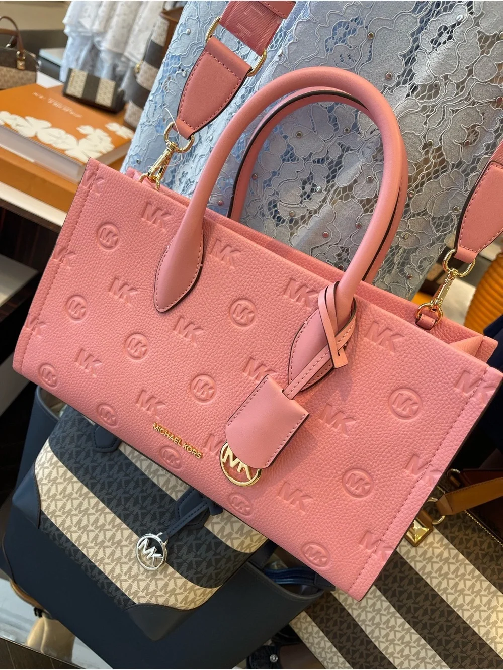Michael Kors Mirella Md Logo Debossed Satchel Shoulder Tote Handb
Carnation
NWT - Picture 5 of 16